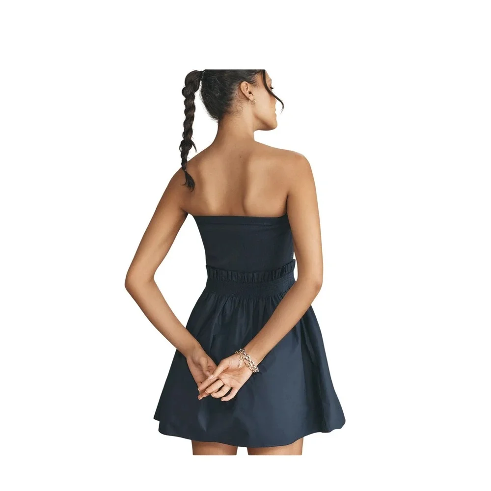 Sundays Tube Dress Women S Navy New Strapless Paperbag‎ Waist Anthropologie